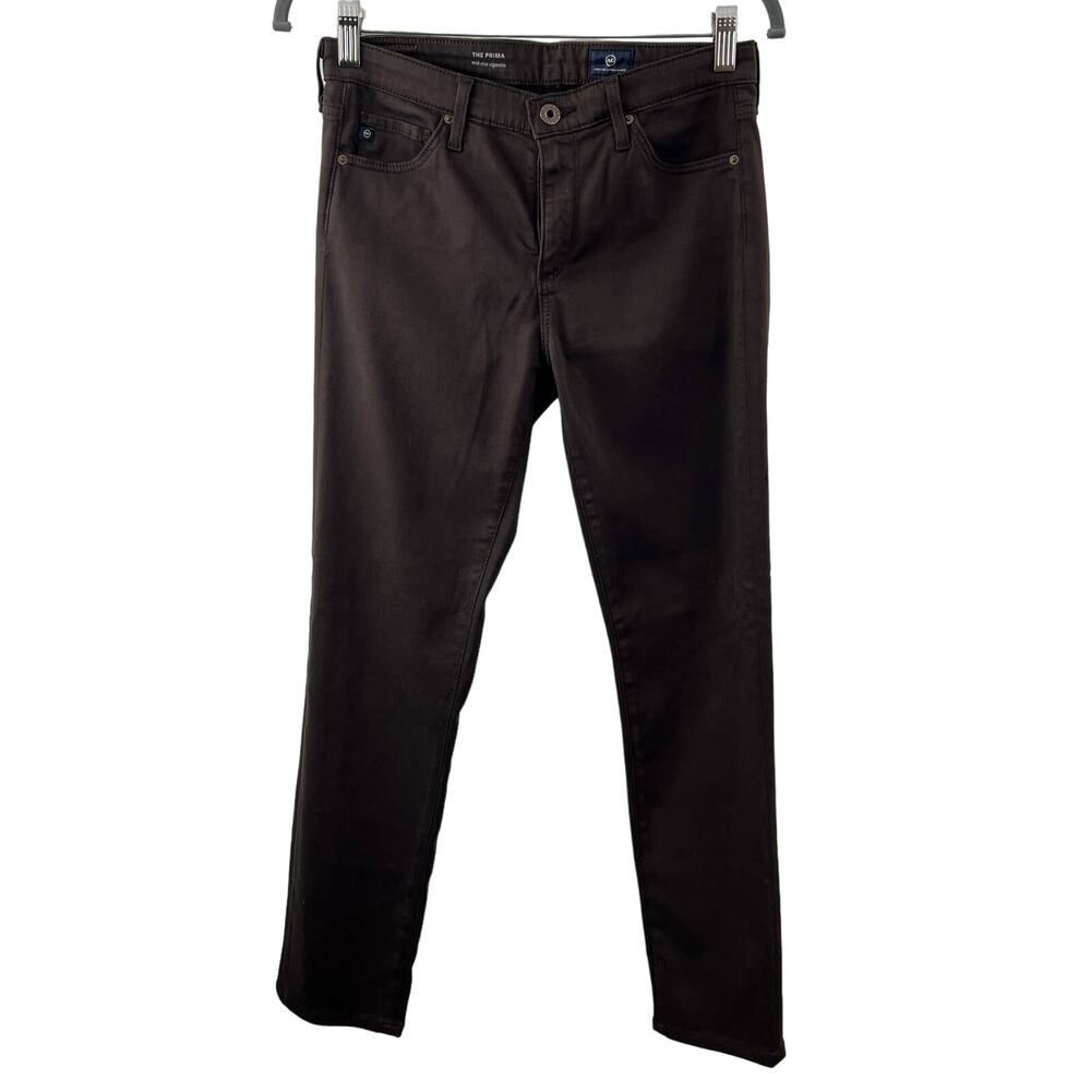 AG ADRIANO GOLDSCHMIED Brown The Prima Mid Rise Cigarette Denim Jean Size 27